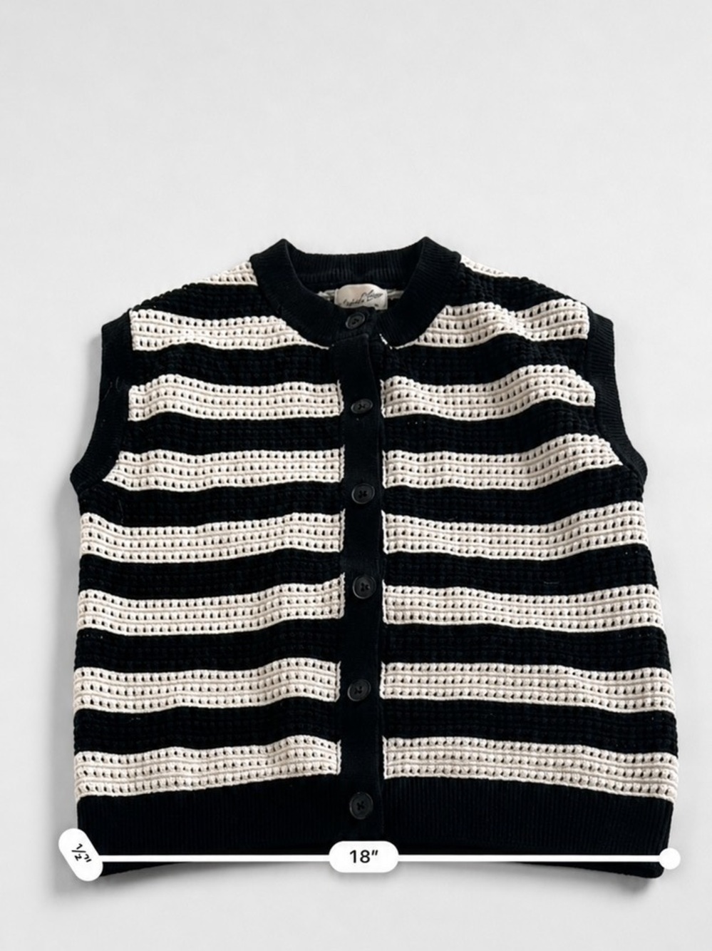 Universal Thread Black and Ivory Crochet Stripe Vest